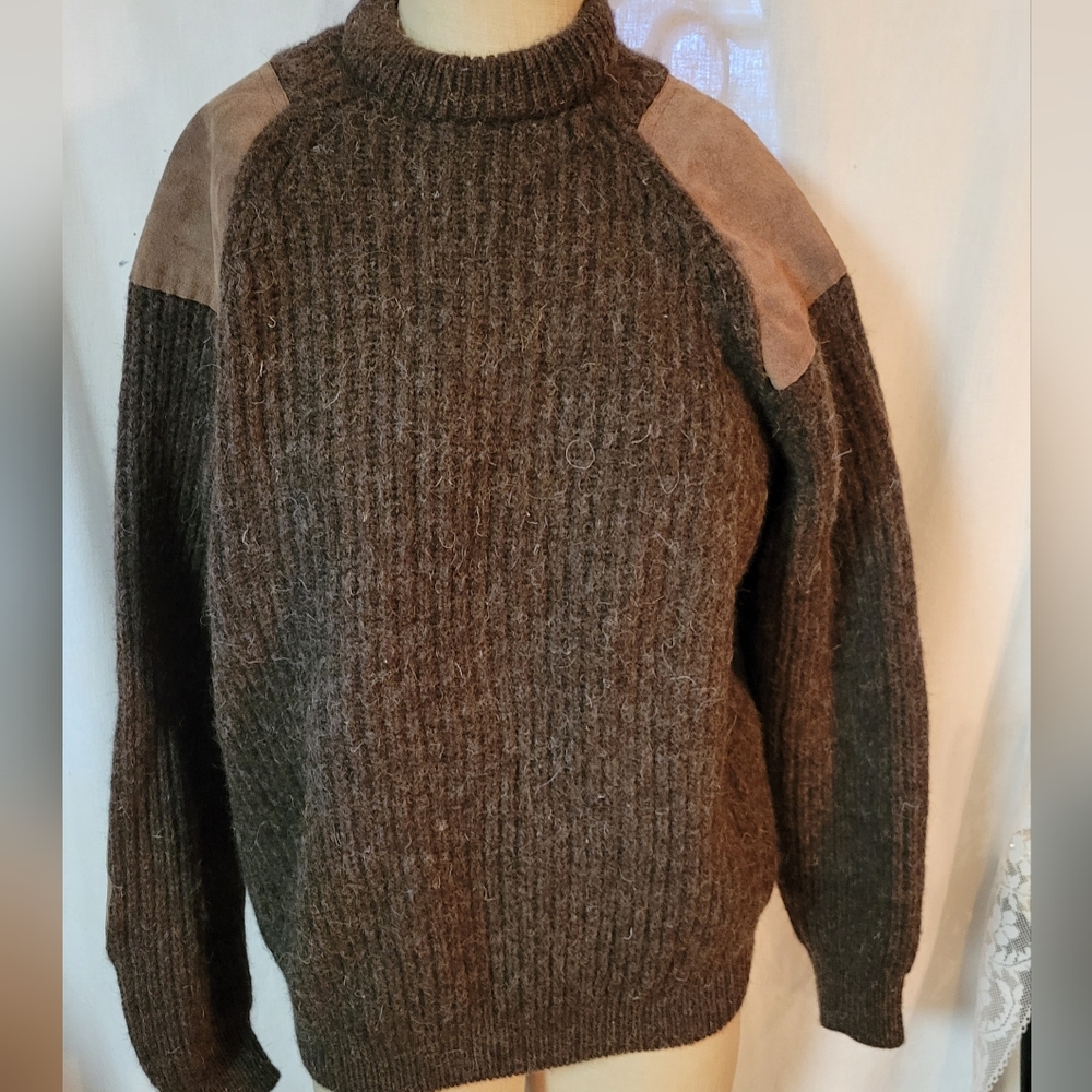 VINTAGE WOOL AND LEATHER SWEATER.